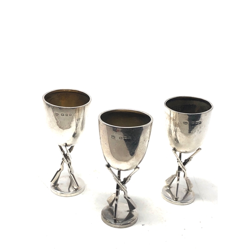 16 - 3 antique silver egg cups