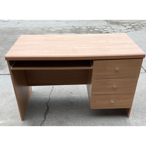 458 - 3 drawer desk measures approx 31 inches tall 47 inches wide 24 inches depth