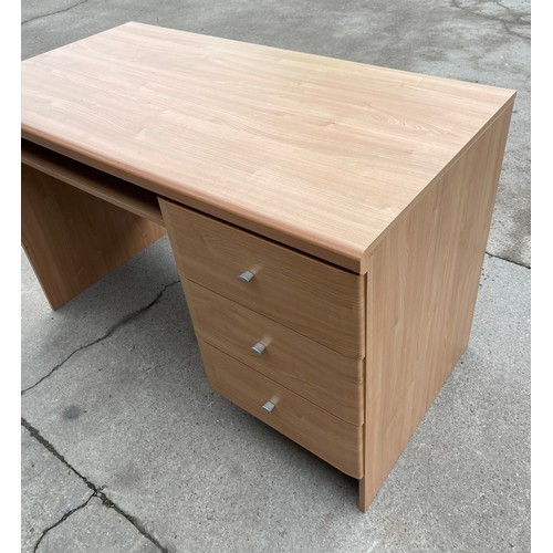 458 - 3 drawer desk measures approx 31 inches tall 47 inches wide 24 inches depth