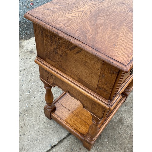 455 - Titchmarsh and Goodwin 3 drawer Burr oak sideboard with keys measures approximately 33.5 inches tall... 