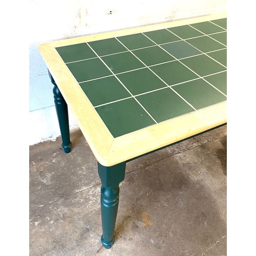 460 - Green Tiled kitchen table measures approximately Height 29.5 inches, Width 47.5 inches, Depth 29.5 i... 