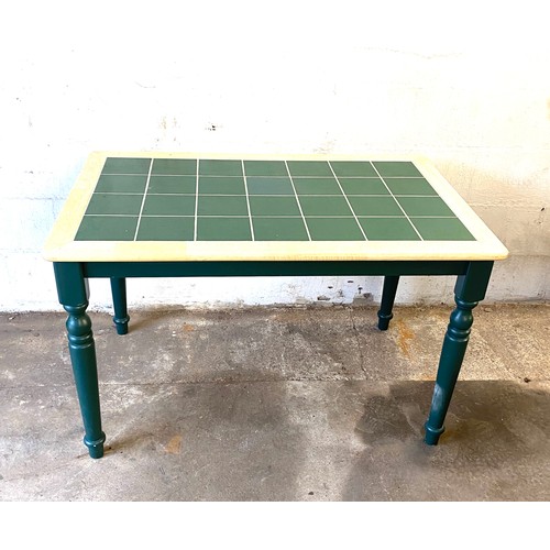 460 - Green Tiled kitchen table measures approximately Height 29.5 inches, Width 47.5 inches, Depth 29.5 i... 