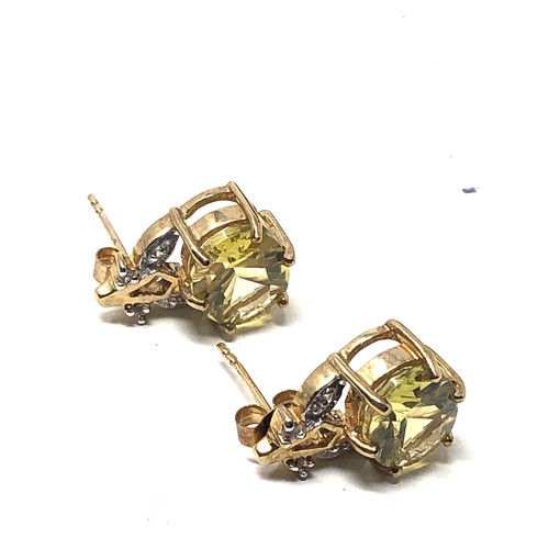 71 - 9ct gold citrine & diamond statement earrings (4g)