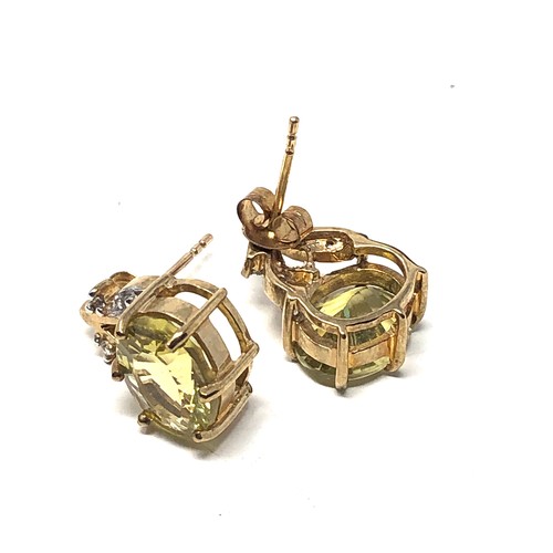 71 - 9ct gold citrine & diamond statement earrings (4g)