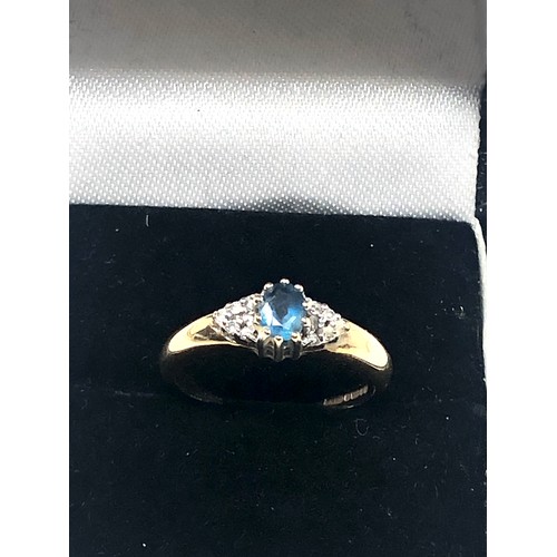 97 - 9ct gold vintage diamond & topaz dress ring (1.9g)