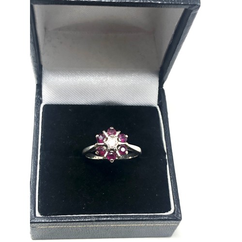 74 - 18ct white gold diamond & ruby ring (3.4g)