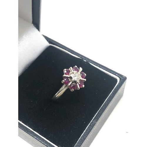 74 - 18ct white gold diamond & ruby ring (3.4g)