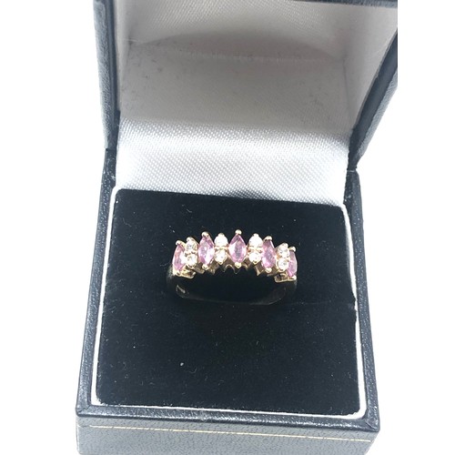 81 - 9ct gold vintage pink & white sapphire dress ring (3.1g)