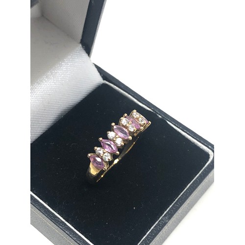 81 - 9ct gold vintage pink & white sapphire dress ring (3.1g)