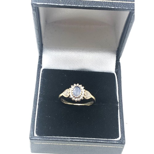 124 - 9ct gold vintage diamond & sapphire dress ring (2.3g)