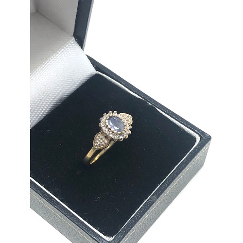 124 - 9ct gold vintage diamond & sapphire dress ring (2.3g)