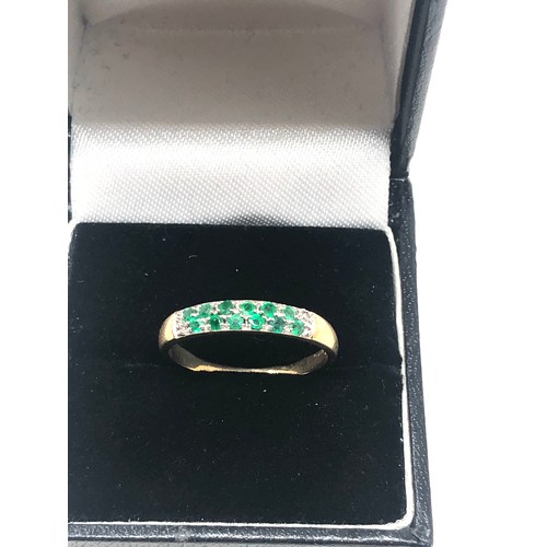 84 - 9ct gold vintage emerald & diamond gypsy setting dress ring (1.8g)