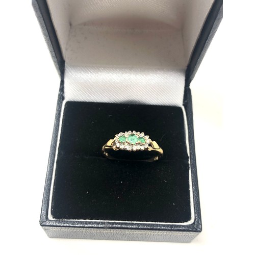 86 - 9ct gold vintage emerald & diamond dress ring (1.5g)