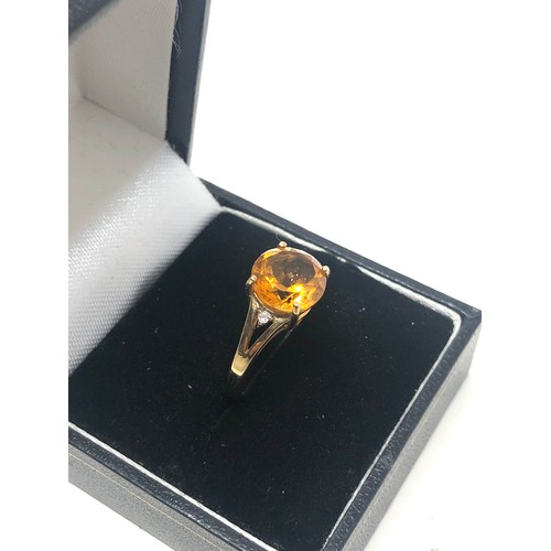 96 - 9ct gold vintage citrine & diamond statement ring (2.7g)