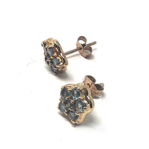 91 - 9ct gold vintage topaz floral earrings (1.7g)