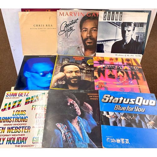 297 - Selection of vintage records to include Michael Jackson, Sting, Ella, Marvin Gaye, Chris Rea, Mark S... 