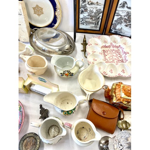 282 - Selection miscellaneous pottery and collectables to include part silver coffee beans teaspoons, jugs... 