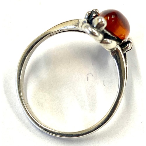 542 - Silver ladies amber stone dress ring, ring size: M