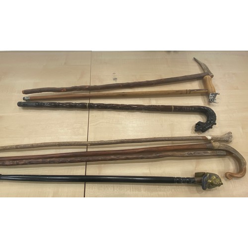 196 - Selection of vintage novelty walking sticks