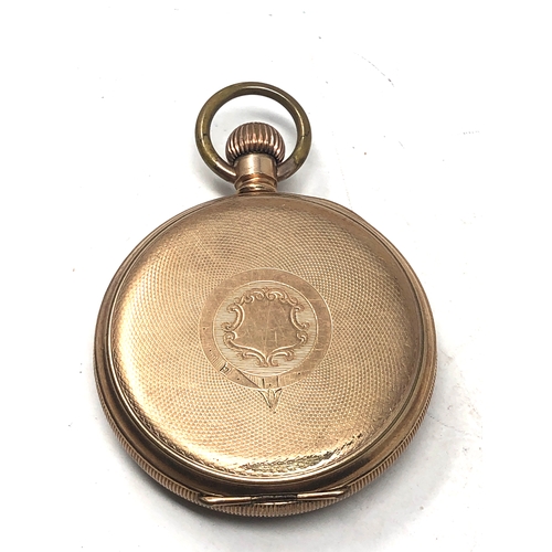 366 - Rolled gold waltham u.s.a open face pocket watch  the watch is ticking