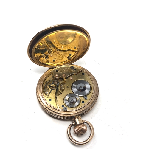 369 - Rolled gold waltham u.s.a open face pocket watch  the watch is ticking