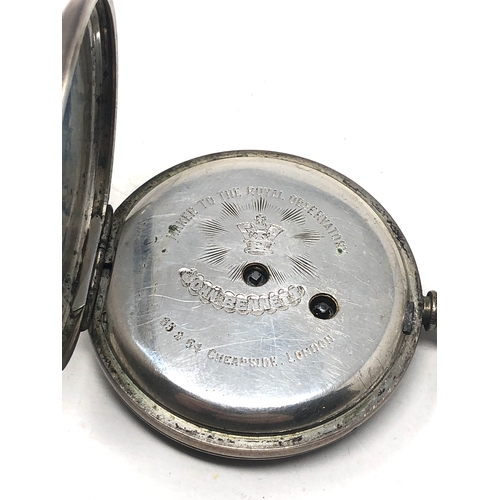 365 - silver john bennett london open face pocket watch  the watch is ticking