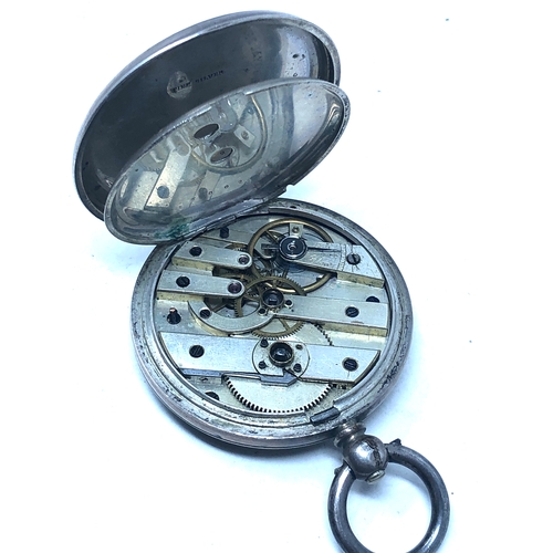 365 - silver john bennett london open face pocket watch  the watch is ticking