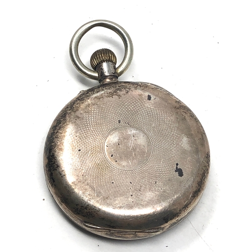 372 - silver open face pocket watch  the watch is ticking