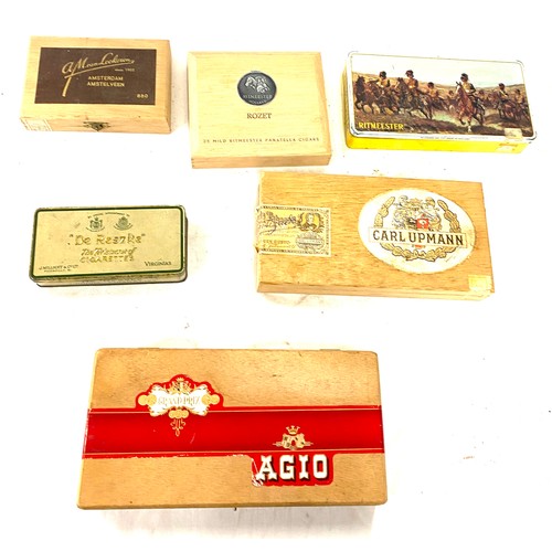 124 - Selection of Cigar boxes 4 wooden and 2 tin