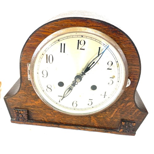 102 - Tempus carriage clock and a 2 keyhole mantel clock with key and pendulum, both untested