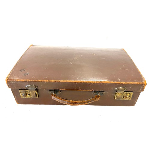 36 - WWII small leather suitcase