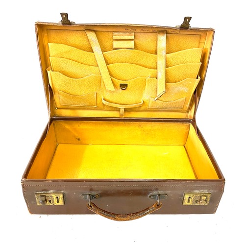 36 - WWII small leather suitcase
