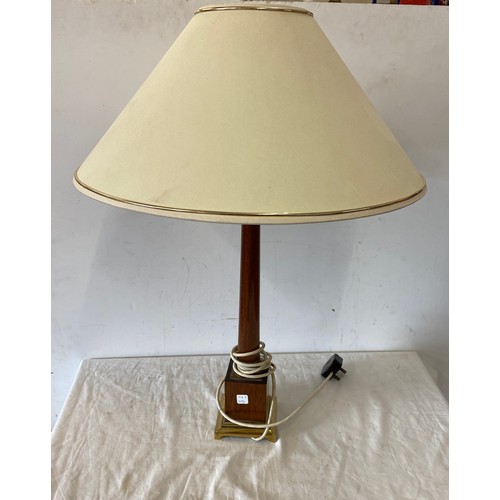 279 - Vintage wooden and brass table lamp