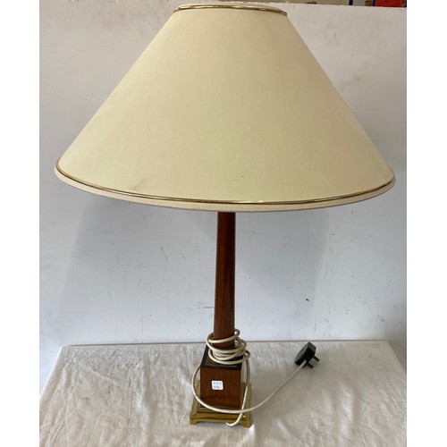 279 - Vintage wooden and brass table lamp