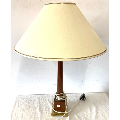 279 - Vintage wooden and brass table lamp