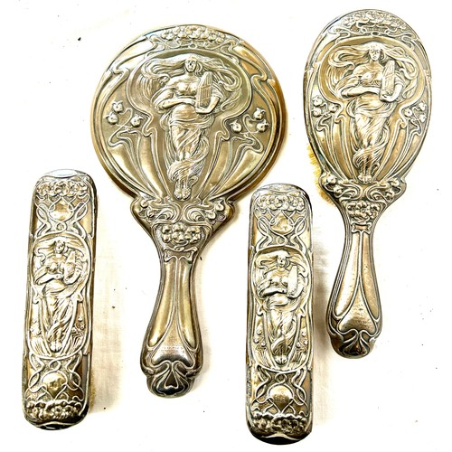 564 - Antique 1903 silver engraved ladies vanity set, full hallmarks