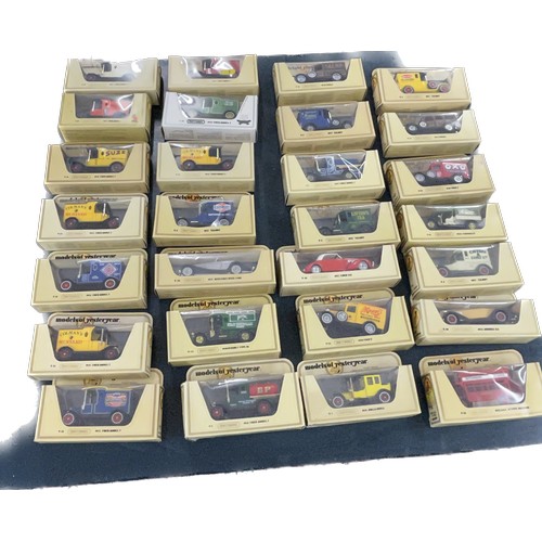 147 - Selection of Boxed Yester years matchbox cars includes Oxo, Royal mail, Birds custard etc