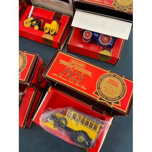 88 - Selection of Boxed Yester years matchbox cars includes A Luff and sons, 1931 AEC trolley bus