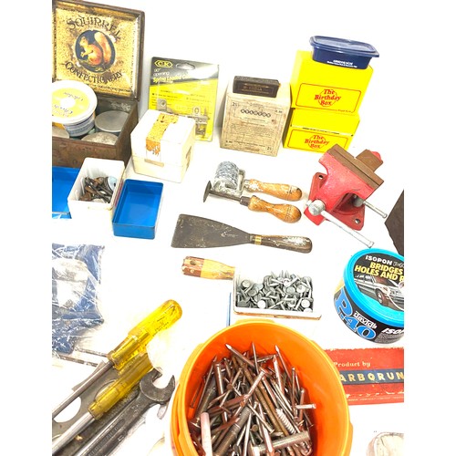 243 - Selection of miscellaneous tools includes vice, spanners etc