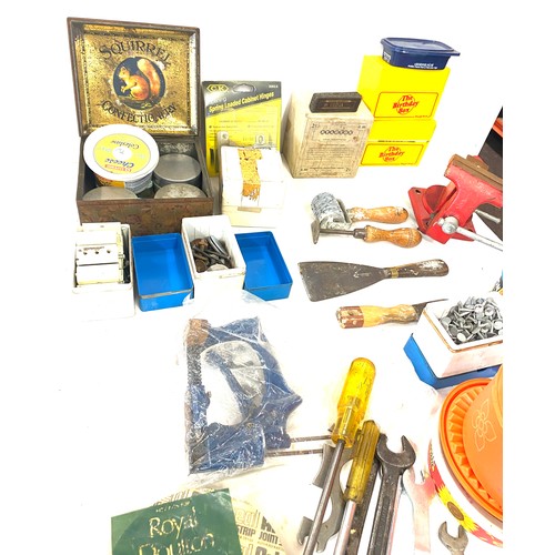 243 - Selection of miscellaneous tools includes vice, spanners etc