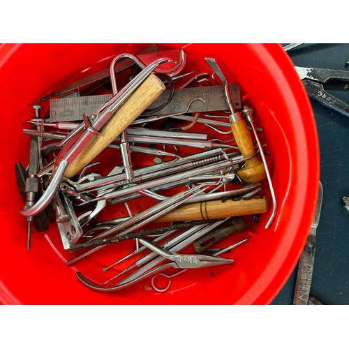 295 - Selection of dentist equipment includes clamps, book etc