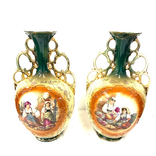 90 - Pair of victorian vases height approx 15 inches tall