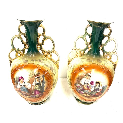 90 - Pair of victorian vases height approx 15 inches tall