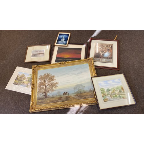 329A - Large selection of framed paintings and prints largest measures approx 36 inches by 26 inches long