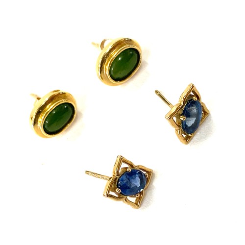 547 - Pair of ladies 14ct (3.1g)Gold earrings and a pair of 9ct (1.4g) Gold Stone set earrings