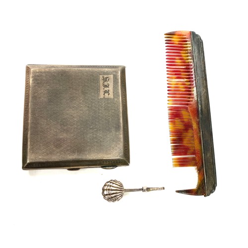 545 - Selection of silver items includes novelty silver money clip, Hallmarked cigarette case and a silver... 