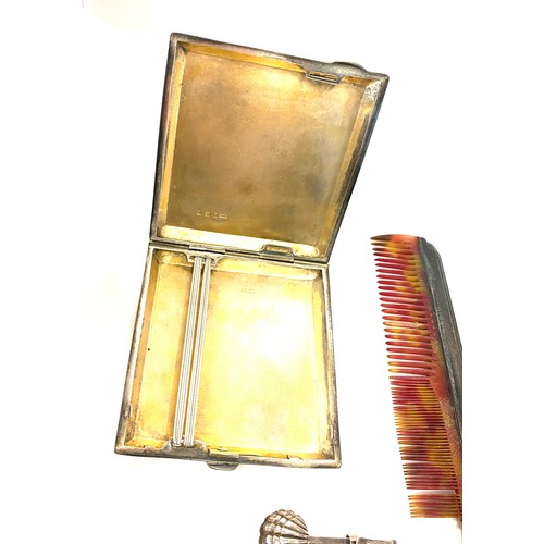 545 - Selection of silver items includes novelty silver money clip, Hallmarked cigarette case and a silver... 