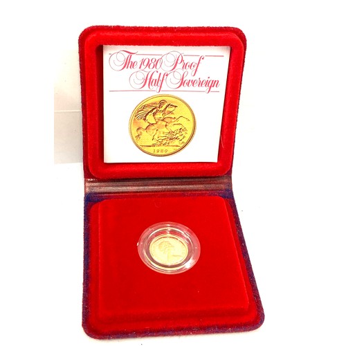 567 - Cased 1980 Proof half Sovereign with paper work