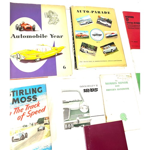 141 - Selection of car books includes auto parade book car book , stirling moss in the track of speed