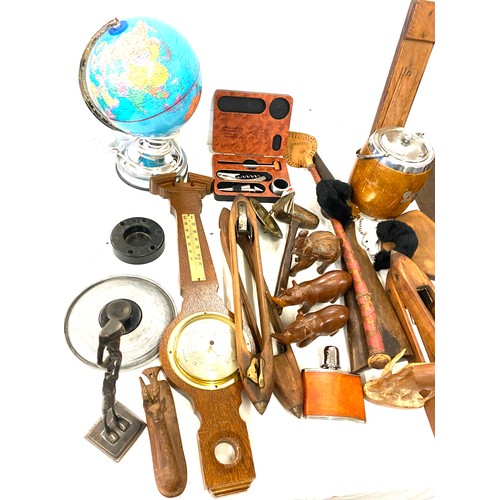 235 - Selection of miscellaneous includes carved wooden items, Light up globe etc